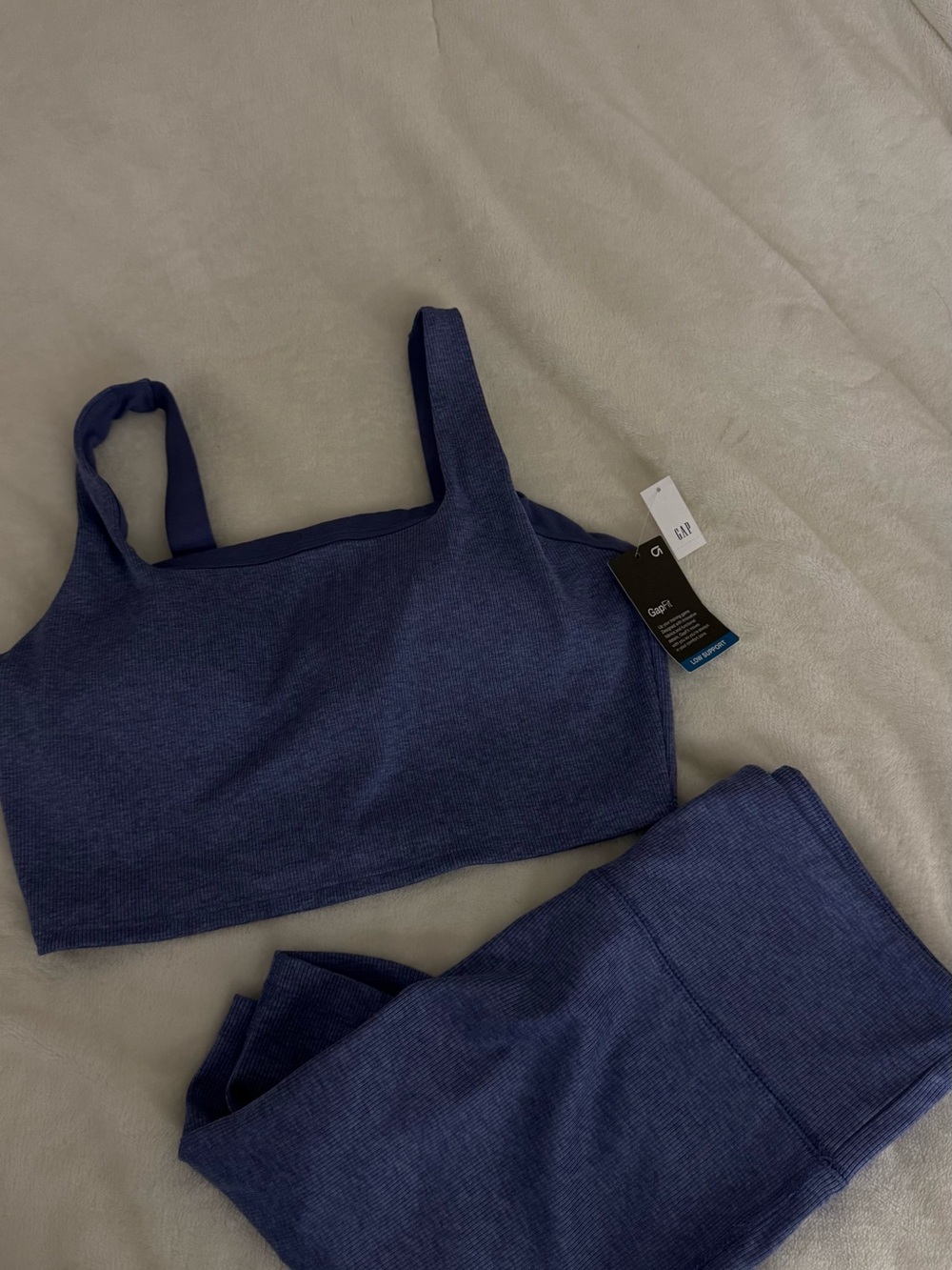 GAP Women's Navy Ribbed Bike Shorts & Crop Sports Top